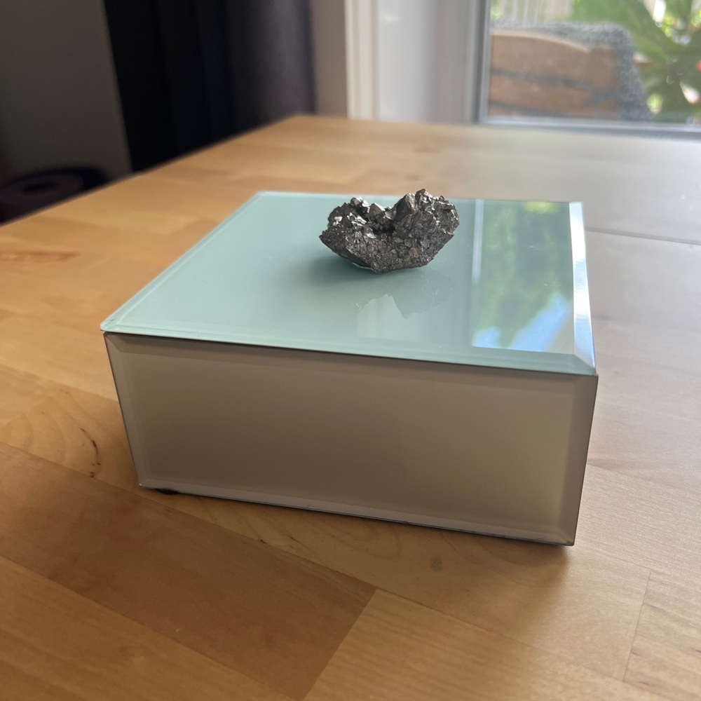 Glass Jewelry Box with Decorative Stone